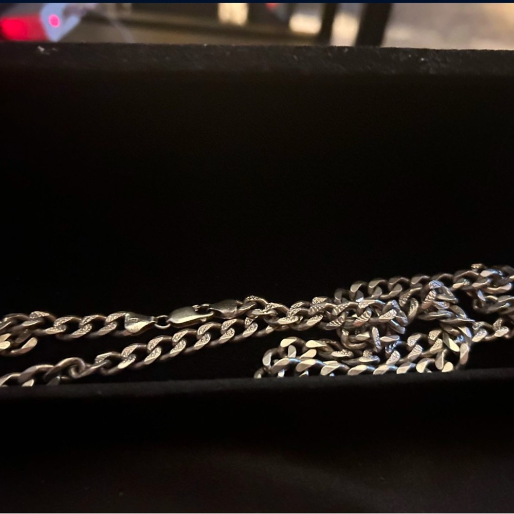 Solid Flat Curb Chain Necklace Sterlingsilver - image 1